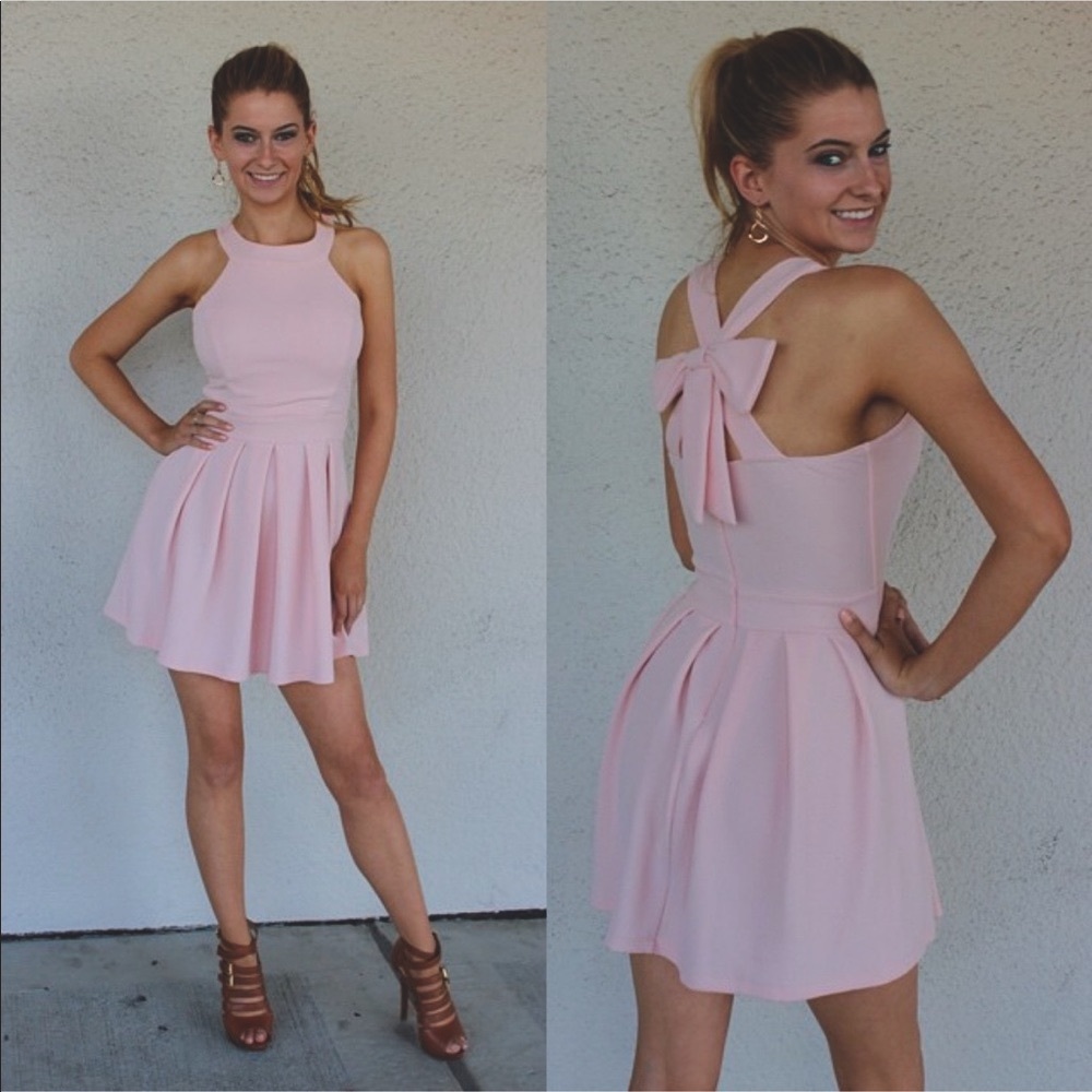 Peach bow back dress